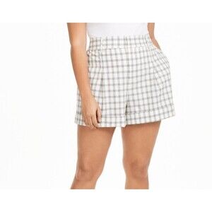 Danielle Bernstein Women's Short Plaid Cuffed Pleated Elastic Back High Rise 20W